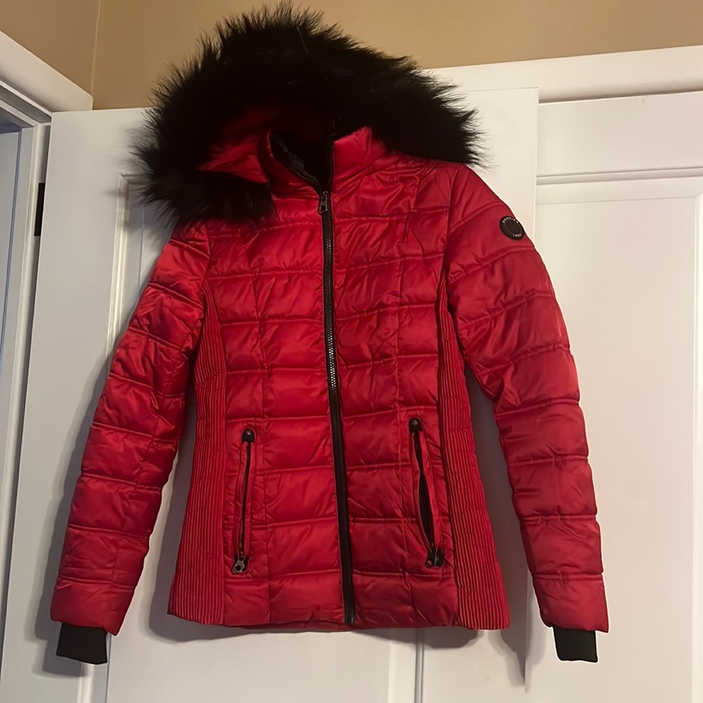 Nautica Puffer Jacket,Women, Red, X-Small, Midweight